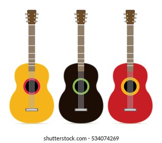 Flat Guitar. Vector Illustration. Musical Instrument Flat