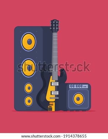 Flat Guitar. Vector Illustration. Musical Instrument Flat 