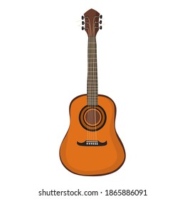 Flat guitars. Acoustic guitar on white background.