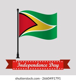 Flat Guyana Independence Day With Waving Flag