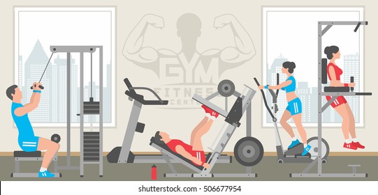 Flat gym interior