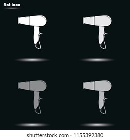 Flat hairdryer flat grayscale vector icon.