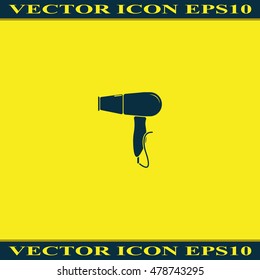 Flat hairdryer sign icon. Hair drying symbol. 