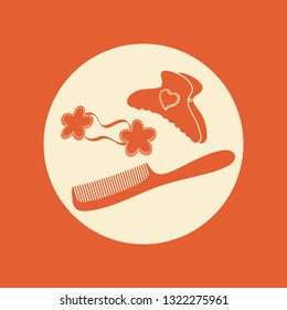 flat Hairstyle icons set, hair brush, accessories, hair clip, vector illustration