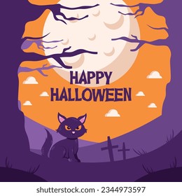 flat halloween background banner social media template
