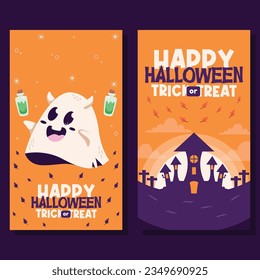 flat halloween background banner social media template