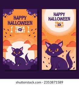 flat halloween background banner social media template