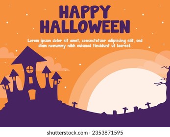 flat halloween background banner social media template