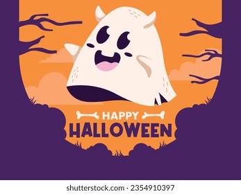 flat halloween background banner social media template