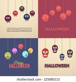 Flat Halloween Background Set