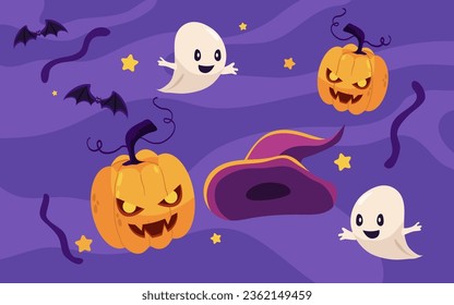 Flat halloween background vector illustration