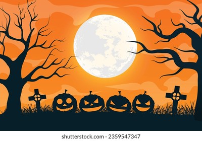 flat halloween backgroung vetor illustration