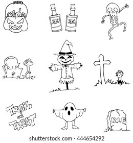 Flat Halloween character doodle vector hand draw
