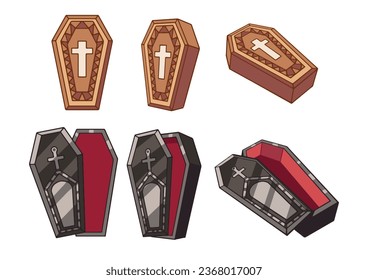 Flat Halloween Coffin Collection - Vector