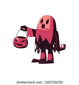 flat halloween custom of ghost