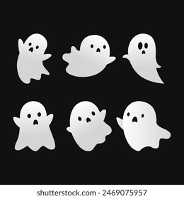 Flat halloween ghost collection vector