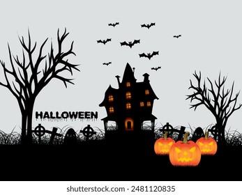 flat Halloween Hand drawn party banner or posters for social media post design