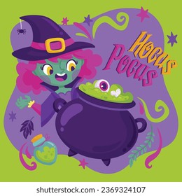 flat halloween hocus pocus illustration vector design illustration