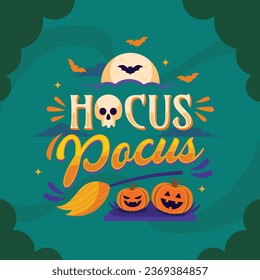 flat halloween hocus pocus lettering vector design illustration