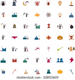 Flat Halloween icon set vector