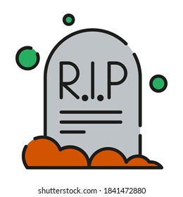 Flat halloween icon vector design tombstone, suitable for icons, illustration, backgrounds, stickers, covers, banners