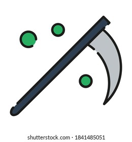 Flat halloween icon vector design grim reaper sickle, suitable for icons, illustration, backgrounds, stickers, covers, banners