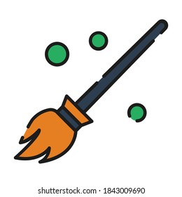 Flat halloween icon vector design witch's broomstick, suitable for icons, illustration, backgrounds, stickers, covers, banners