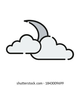 Flat halloween icon vector design cloud and moon, suitable for icons, illustration, backgrounds, stickers, covers, banners