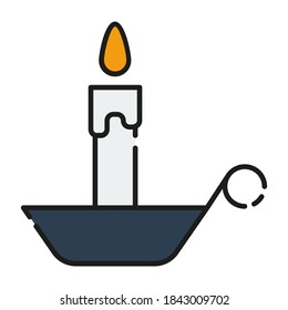 Flat halloween icon vector design candle lit, suitable for icons, illustration, backgrounds, stickers, covers, banners