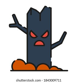 Flat halloween icon vector design creepy dead old tree, suitable for icons, illustration, backgrounds, stickers, covers, banners