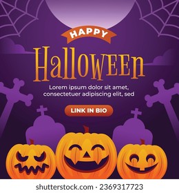 flat halloween instagram posts collection vector design illustration