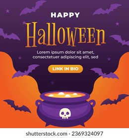 flat halloween instagram posts collection vector design illustration