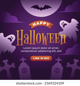 flat halloween instagram posts collection vector design illustration