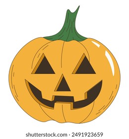 Plantilla plana de la linterna del gato de Halloween. Calabaza Helloween aislada blanca. Ilustración vectorial de terror puede utilizar avatar de medios sociales, Plantilla postal venta diseño de Anuncio.