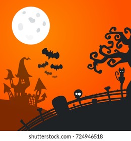 Flat Halloween landscape