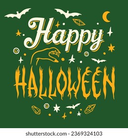 flat halloween lettering vector design illustration