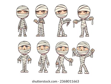 Flat Halloween Mummy Collection - Vector