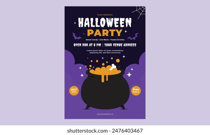 Flat halloween party illustration poster