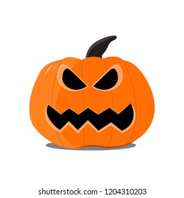 Flat Halloween pumpkin on the white background.