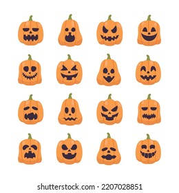 flat halloween pumpkins object collection