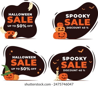 Flat halloween sale label collections