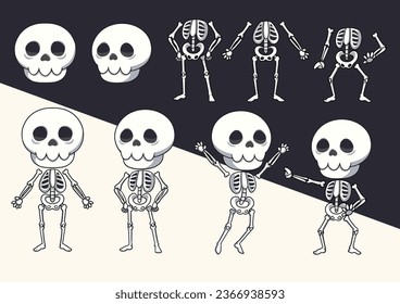 Flat Halloween Skeletons Collection Halloween Character Collections