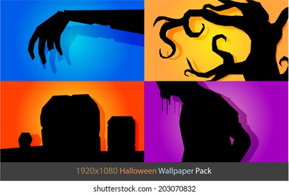 Flat Halloween Wallpaper Pack