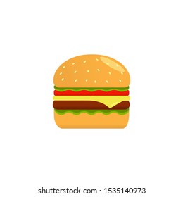 Flat hamburger icon. Color vector illustration.