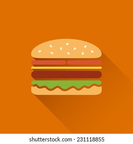 Flat hamburger symbol with long shadow