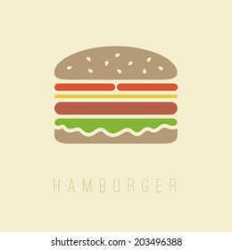 Flat hamburger symbol on light brown background