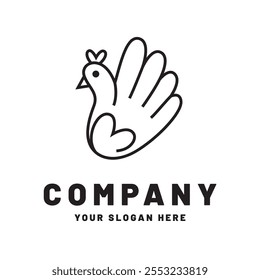 Mano plana y diseño de logotipo de pájaro