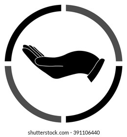 flat of the hand  - black vector icon