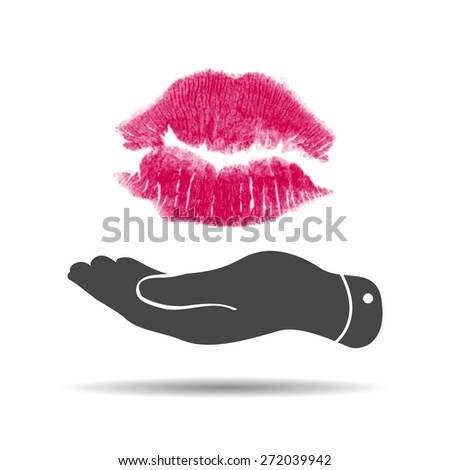 flat hand blowing a kiss icon - vector illustration