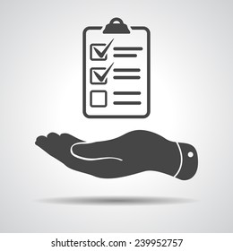 flat hand with check list icon